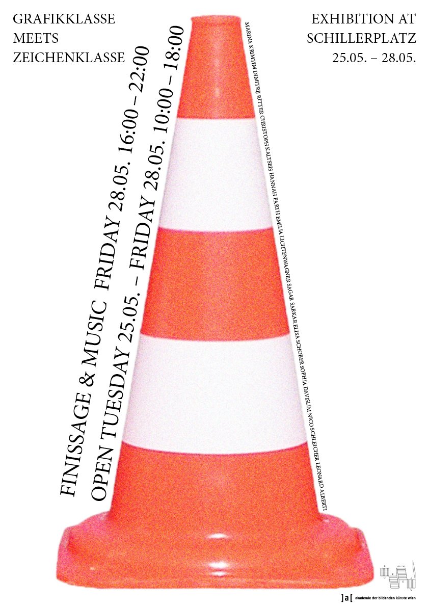 Zeichnen Poster mit der Abbildung eines Warnaufstellers für den Straßenverkehr und Text