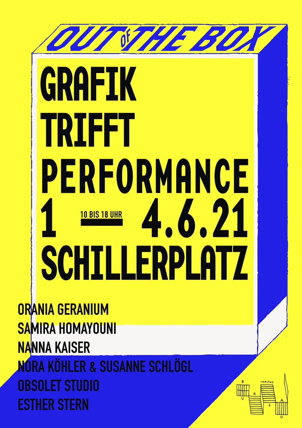 Performance Gelbes PLakat mit Schriftzug
