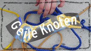 Bild von Seilen die verknotet werden, darüber ein Schriftzug "Geile Knoten" umrahmt von den Worten www.geileknoten.com